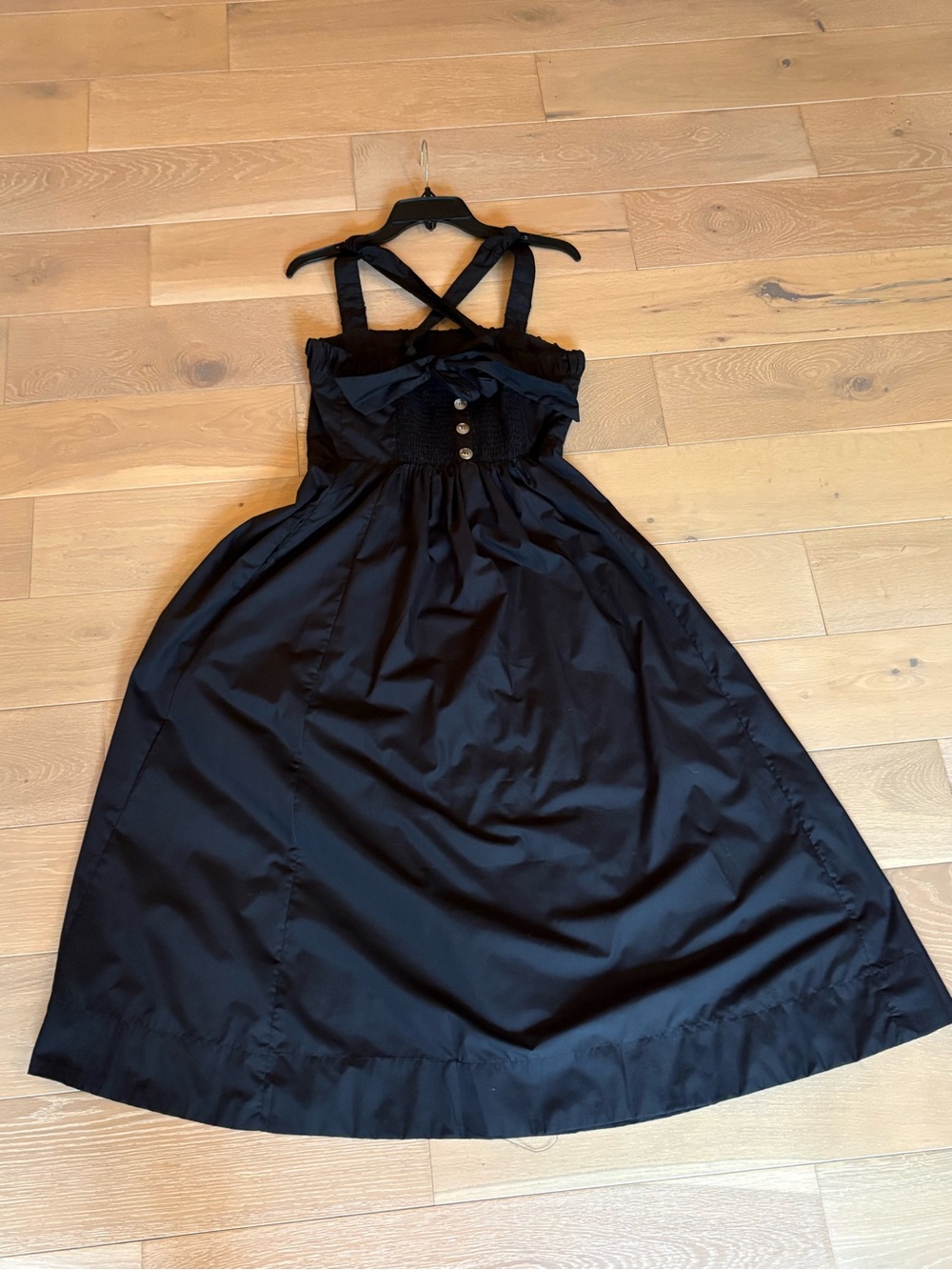 entro Black poplin Dress with Crisscross Straps and back Bow